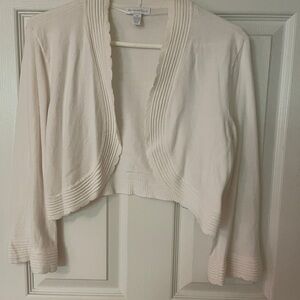 Charter Club White Knit Bolero Topper